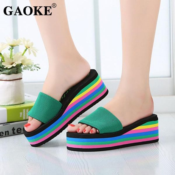 

2020 summer woman shoes woman sandal slippers platform bath slippers wedge beach flip flops high heel beach slide shoes1, Black