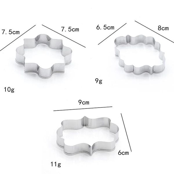 

3pcs set sugar biscuit mold plaque cutter cookies frame diy cake oval square rectangle fancy stainless cookie mold wmtrme
