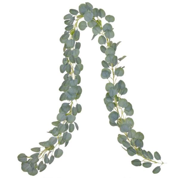 

decorative flowers & wreaths 2pcs artificial greenery eucalyptus garland 2m faux silver dollar leaves vines for home table runner wedding de