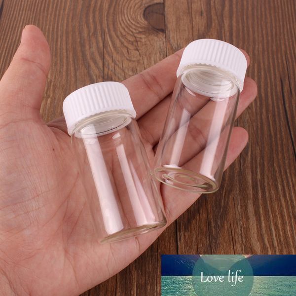 

24pcs 30*60mm 25ml transparent glass perfume spice bottles with white plastic screw cap tiny jar vials diy craft