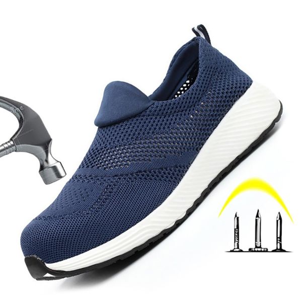 

breathable mesh work shoes mens boots safety puncture-proof work sneakers safety shoes lightweight working footwear steel toe y200915, Black;brown