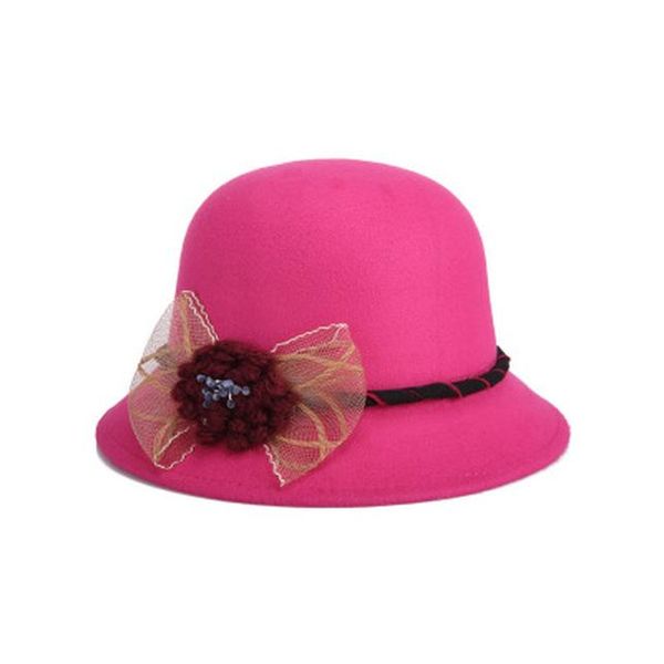 

новая мода сладкий сплошной цвет женский пляж ретро винтажный шерстяной войлок боуллер жемчуг федора шляпа осень зимние ведра для женщины bb, Black;white