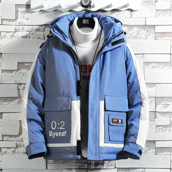 

новая мода мужчин зимние пальто с капюшоном вскользь пуховых курток и пальто safari стиль теплый ветровки мужчины сыпучие зимние куртки разм, Black