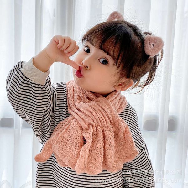 

versatile 2020 cross new knitted korean children's scarf autumn and winter cashmere like wool warm shawl neck, Red;brown