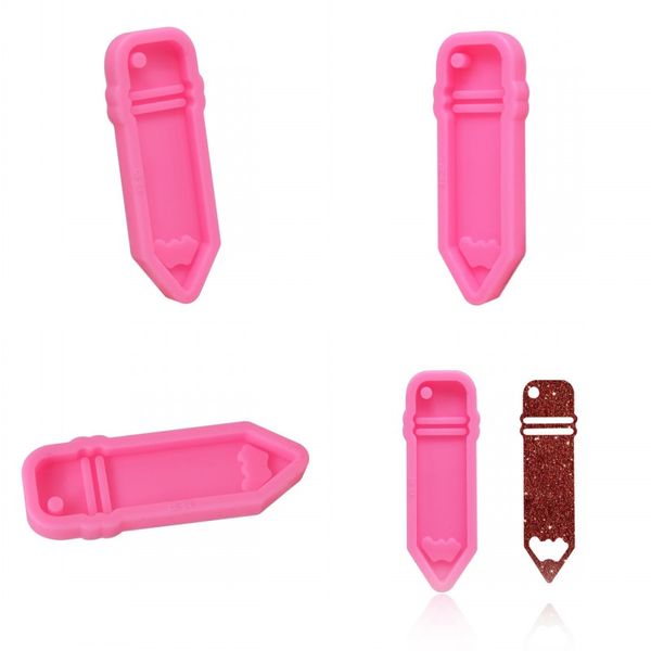 

pencil key chain silicone mould clay candy chocolate pendant mold resin diy mirror surface cake baking tool keyring new 2ck g2