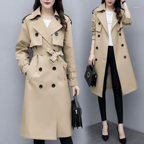 

temperament fashion women trench coat new medium-length solid color bouble-breasted spring autumn women trench coat jk1161, Tan;black