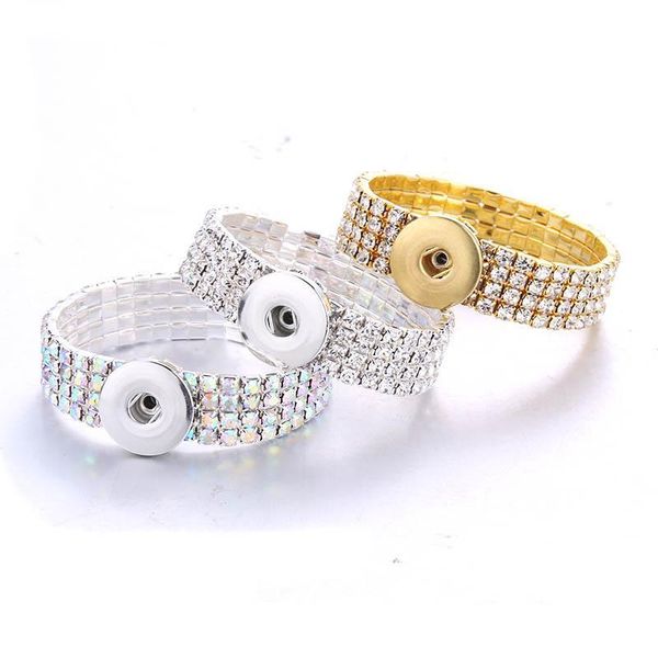 

boom life new rhinestone snap bracelet for women fit diy 18mm snap jewelry elastic snap buttons bracelet jewe bbyset, Golden;silver