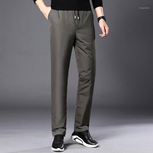 

winter new middle-aged and elderly men's down pants wear thickened warm leisure white duck down cotton pants1, Black