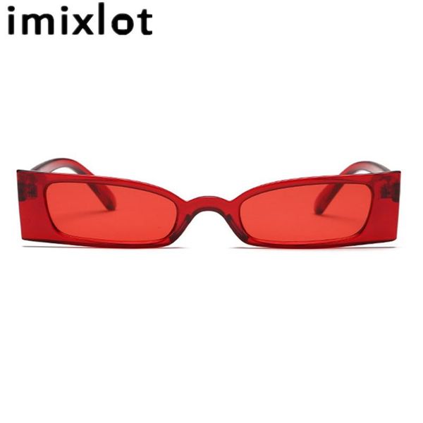 

imixlot retro personality sunglasses women metal small narrow side square sun glasses men uv400 red frame glasses, White;black