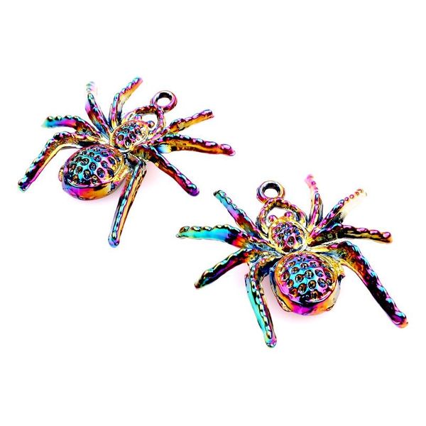 

5pcs/lot rainbow color zinc alloy spider insect pendant charms fit necklace halloween christmas pendant women's men jewelry jllgnv, Silver