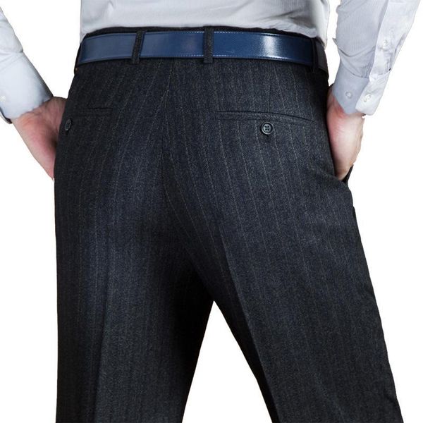 

new autumn winter men's trousers business casual high waist straight suit pants mens thick wedding dress trousers anti-wrinkle1, White;black