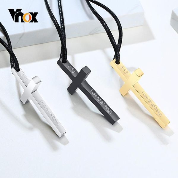 

vnox большой большой перекрестный кулон для мужчин 4:13 филиппийцы гравированные простой классический христос иисус молитвенные краевые регу, Silver