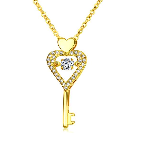

LOYE Fashion CZ Crystal Love Heart Key Pendant Necklaces for Women Girls Charms Clavicular Chain Jewelry Gift, Silver
