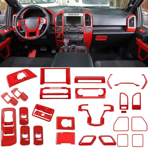 

27pcs red car interior decoration trim kit accessories for ford f150