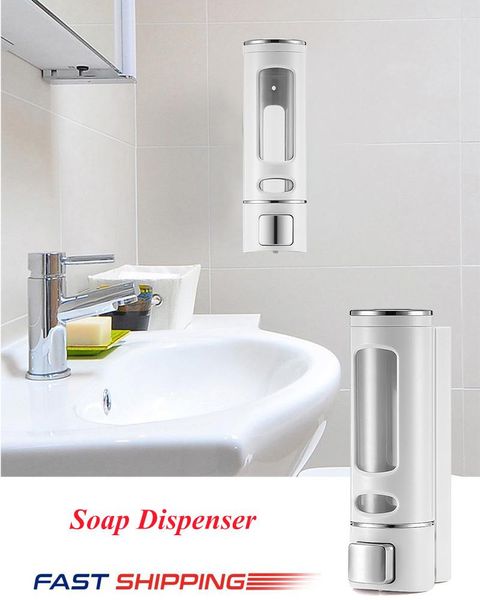 

in stock single/double liquid soap dispenser wall mount 400ml bathroom accessories detergent shampoo hand kitchen soap bottle