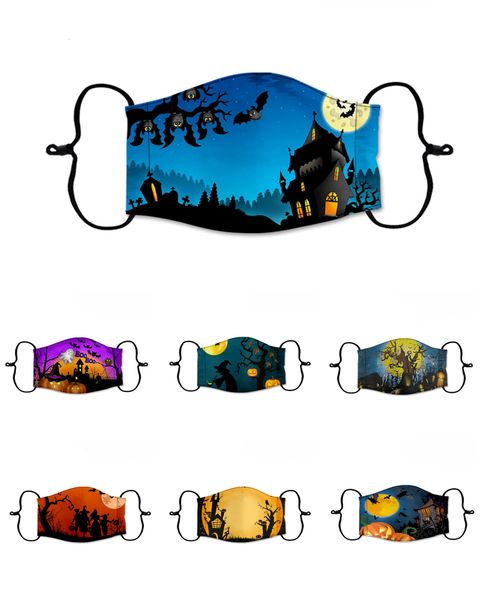 

halloween pumpkin printed face masks skull pm2.5 protective adjustable ear-loop face masks washable reusable cloth masks