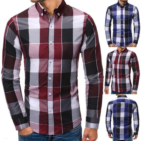 

2020 new spring 100% cotton plaid shirt men casual business social men shirt long sleeve brand mens dress shirts1, White;black