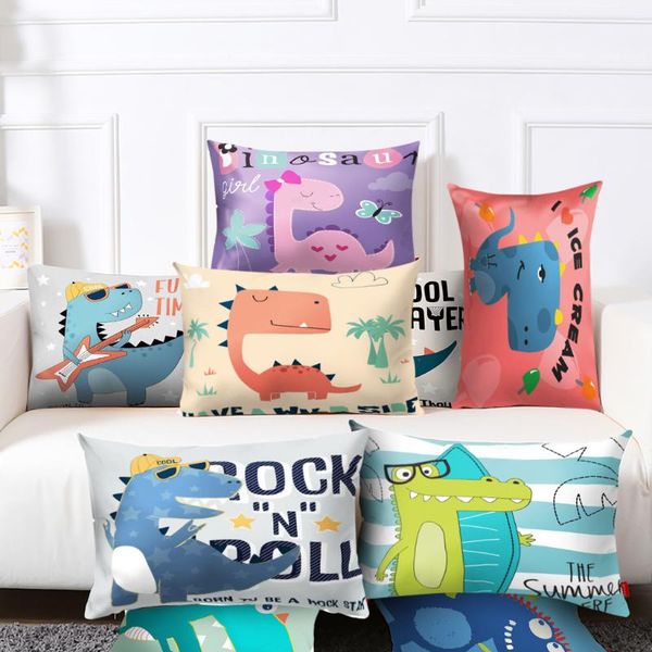 

2 шт. детские подушки динозавров декор декор милый мультфильм животных подушка для дивана детская комната наволочка chirismas 50x30 см # y30