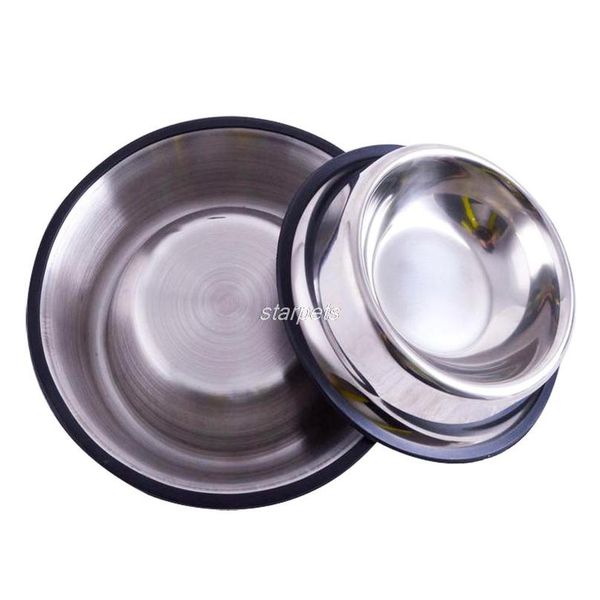 

6 sizes stainless steel no-slip pet puppy cat dog food or drink water bowl wmtdeo