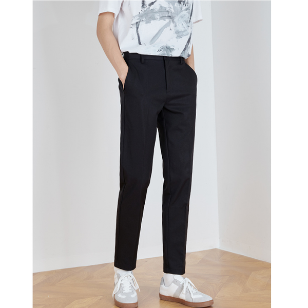 

Men's Spring Autumn New Korean Trend Solid Color Business Slim Fashion Male Comfortable Casual Simple Trousers Pencil Pants, Black