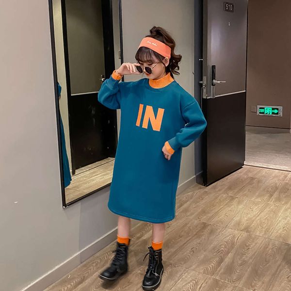 

2020 girls' autumn and winter korean new contrast printing drs, Red;yellow