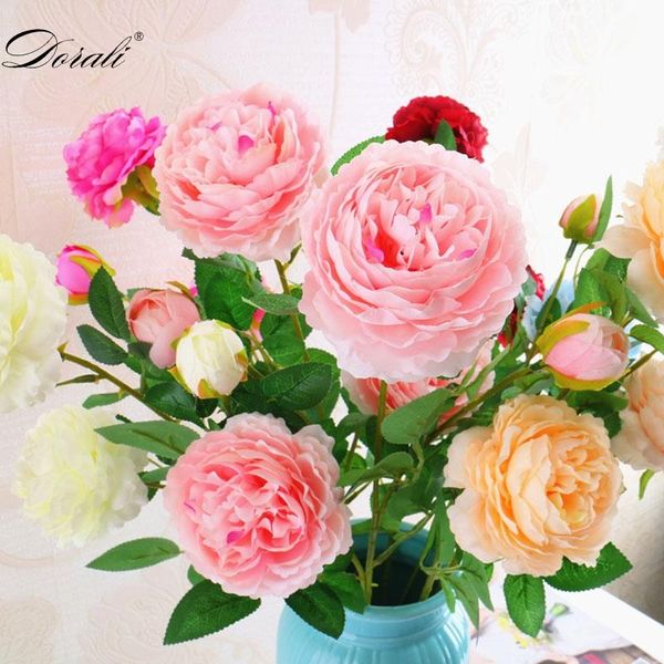 

decorative flowers & wreaths 65cm long european artificial flower 3 head home silk peony wedding foreign rose party decor