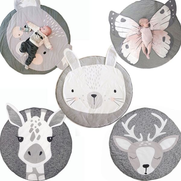 

play mat cartoon animal baby mats newborn infant crawling blanket cotton round floor carpet rugs mat for kids room nursery decor lj200818