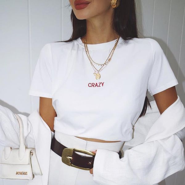 

crazy red print women tshirt cotton casual funny t shirt gift 90s lady yong girl drop ship s-902, White