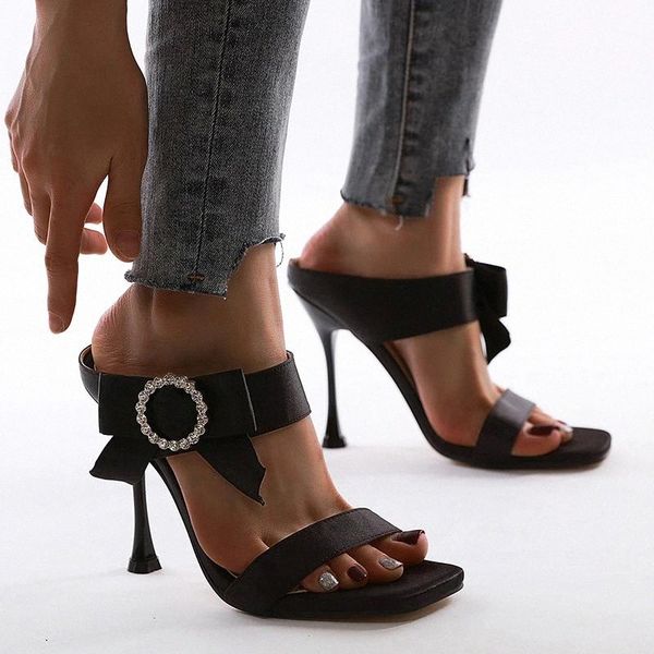 

nuask 2021 women sandals black butterfly-knot high-heeled sandals fashion concise women's shoes #di9t