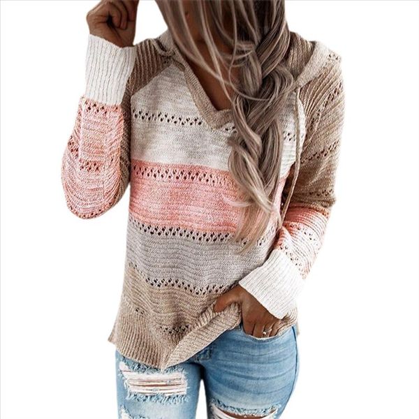 

plus size women hooded long sleeve patchwork sweater fashion female loose casual sweaters autumn winter pullover outfits, White;black
