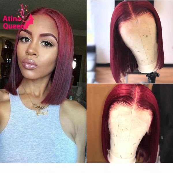

blunt cut short bob wigs black women hd transparent lace wig 99j burgundy lace front wig remy 13x6 colored red human hair wig