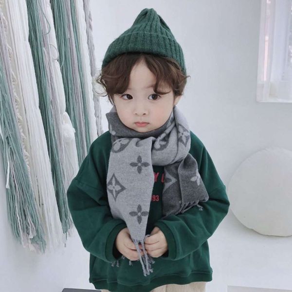 

korean women's autumn and winter new children's cashmere men's scarf boy's neck cover warm color versatile h47k, Red;brown