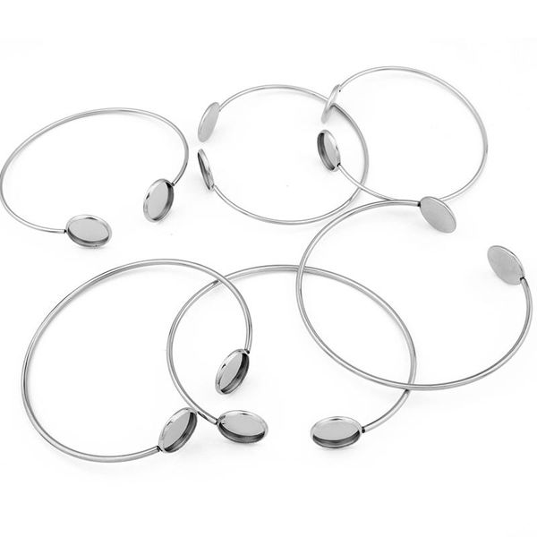 

2pcs lot stainless steel bracelet cabochon bangle base bezal tray blank fit 12mm diy jewelry making handmade bracelet accessory h wmtxtf, Black