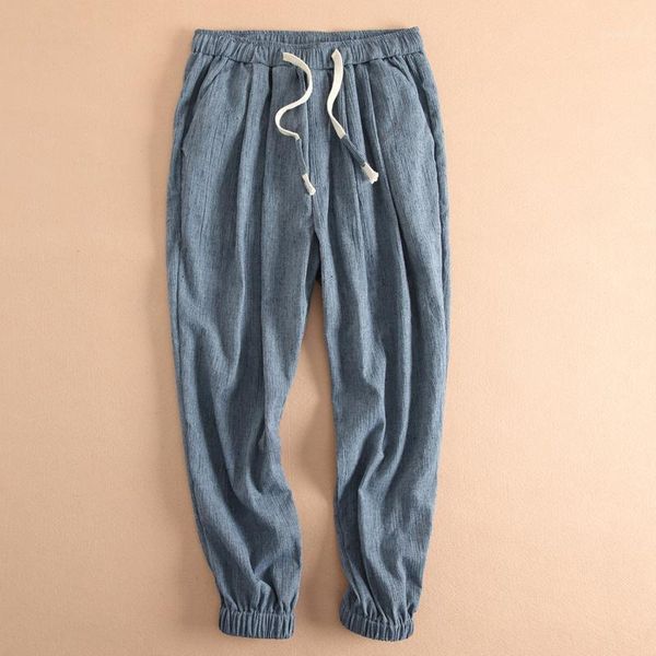 

cotton liene thin soft modal cotton lounge pants nightwear mens pajamas loose breathable elastic home men sleep bottoms1, Black