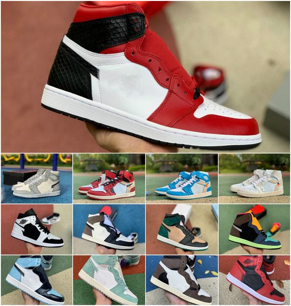 

1 1s basketball shoes men women satin snake tie dye mocha chicago zoom zen green varsity red twist love unc patent trainers sn