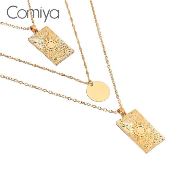 

pendant necklaces comiya for women gold color zinc alloy three layers steampunk fashion long necklace, Silver