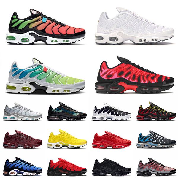 

2021 new arrival tn plus se size us 12 running sport shoes triple white woraldwide university red smoke grey mens womens trainers sneakers