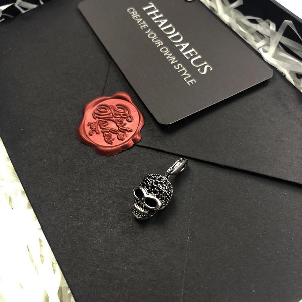 

new fashion vintage skeleton pendant charm men women skull fit bracelet party halloween 925 sterling silver gifts collier femme wmtqhv, Bronze;silver