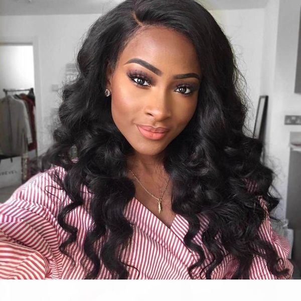 

full lace human hair wigs brazilian loose wave full lace wigs for women transparent pre plucked with baby hair remy nature black, Black;brown