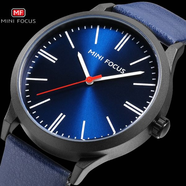 

mini focus fashion mens watches brand luxury quartz watch men blue leather strap casual sport wristwatches relogio masculino, Slivery;brown