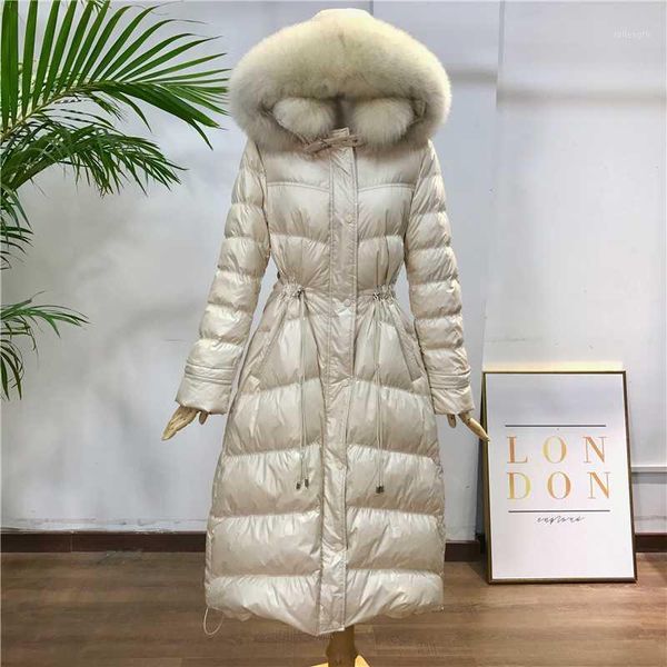 

white duck down jacket 2020 winter new women hooded parka fashion slim long outerwear female coat m1921, Black