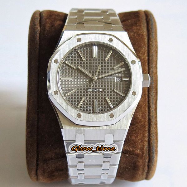 

version jf v5 gray texture dial 15400st.oo.1220st.04 cal.3120 automatic sapphire mens watch 904l steel case steel bracelet sport watches, Slivery;brown