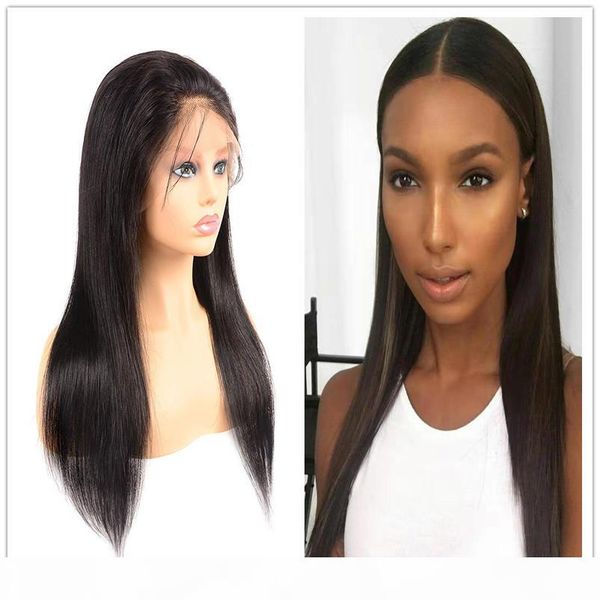 

360 full lace frontal wig pre plucked natural hairline with baby hair straight lace front human hair wigs for women brazilian remy hair, Black;brown