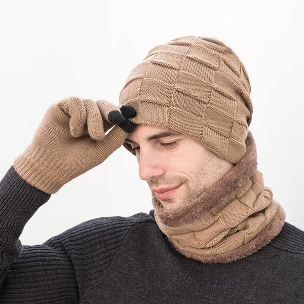 

hats, scarves & gloves sets beanies hat ring scarf set winter knitted thick warm cap women men solid retro beanie soft touch screen, Blue;gray