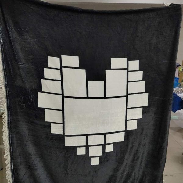 

125*150cm sublimation tassel blanket valentine's day heart printing heat thermal transfer plush mat diy blank mat blankets bed quilt h1
