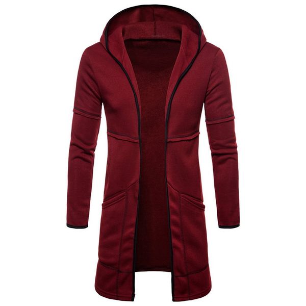 

men sweatshirt black gown hip mantle hoodies brand fashion streetwear long open front cloak man's coat jacket kg-589