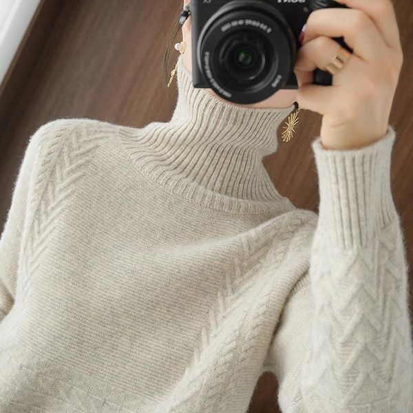 

turtleneck sweater women natural wool pullover sweater female winter warm jumper thick girls ladies casual loose, White;black