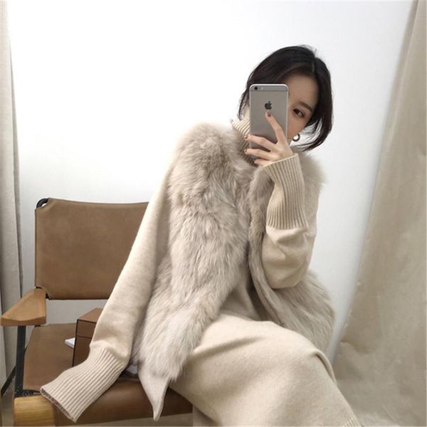 

women's fur & faux vest 2021 autumn and winter women casual loose imitation woolen coat female wild fashion jacket ns2279, Black
