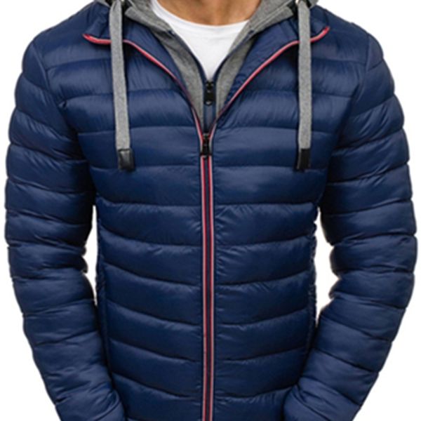 

men's fashionable zogaa parkas casual cotton jacket with hoodie jackets outerwear winter streetwear 70io, Black