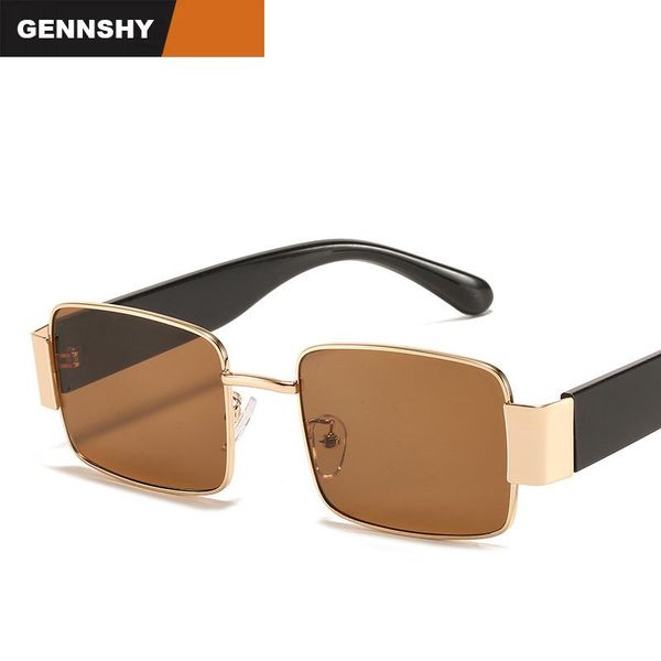 

2020 европа и америки солнцезащитные очки мужчины женщины ретро квадратные солнцезащитные очки cool корейский очки металлическая рамка корич, White;black